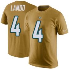 NFL Men's Nike Jacksonville Jaguars #4 Josh Lambo Gold Rush Pride Name & Number T-Shirt