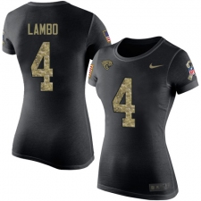 NFL Women's Nike Jacksonville Jaguars #4 Josh Lambo Black Camo Salute to Service T-Shirt