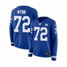 Women's Nike New York Giants #72 Kerry Wynn Limited Royal Blue Therma Long Sleeve NFL Jersey