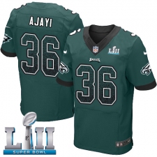 Men's Nike Philadelphia Eagles #36 Jay Ajayi Elite Midnight Green Home Drift Fashion Super Bowl LII NFL Jersey