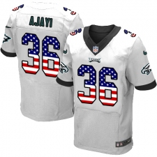 Men's Nike Philadelphia Eagles #36 Jay Ajayi Elite White Road USA Flag Fashion NFL Jersey