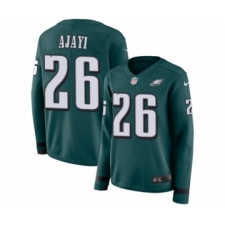 Women's Nike Philadelphia Eagles #26 Jay Ajayi Limited Green Therma Long Sleeve NFL Jersey