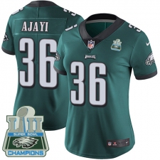 Women's Nike Philadelphia Eagles #36 Jay Ajayi Midnight Green Team Color Vapor Untouchable Limited Player Super Bowl LII Champions NFL Jersey