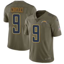 Men's Nike Los Angeles Chargers #9 Nick Novak Limited Olive 2017 Salute to Service NFL Jersey