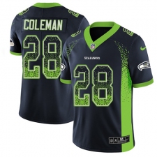 Men's Nike Seattle Seahawks #28 Justin Coleman Limited Navy Blue Rush Drift Fashion NFL Jersey