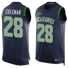 Men's Nike Seattle Seahawks #28 Justin Coleman Limited Steel Blue Player Name & Number Tank Top NFL Jersey