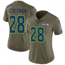 Women's Nike Seattle Seahawks #28 Justin Coleman Limited Olive 2017 Salute to Service NFL Jersey