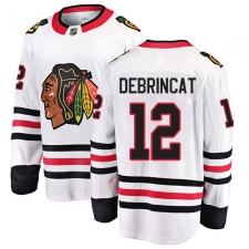 Men's Chicago Blackhawks #12 Alex DeBrincat Fanatics Branded White Away Breakaway NHL Jersey