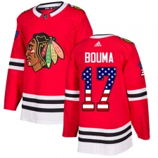 Men's Adidas Chicago Blackhawks #17 Lance Bouma Authentic Red USA Flag Fashion NHL Jersey