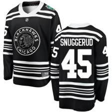 Men's Chicago Blackhawks #45 Luc Snuggerud Black 2019 Winter Classic Fanatics Branded Breakaway NHL Jersey