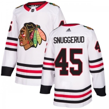 Women's Adidas Chicago Blackhawks #45 Luc Snuggerud Authentic White Away NHL Jersey