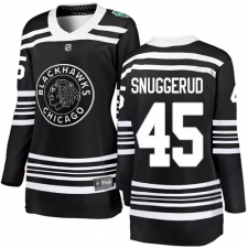 Women's Chicago Blackhawks #45 Luc Snuggerud Black 2019 Winter Classic Fanatics Branded Breakaway NHL Jersey