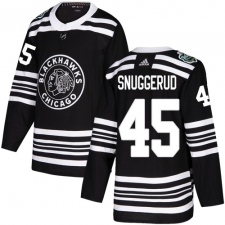 Youth Adidas Chicago Blackhawks #45 Luc Snuggerud Authentic Black 2019 Winter Classic NHL Jersey