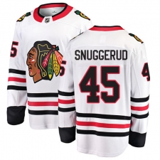 Youth Chicago Blackhawks #45 Luc Snuggerud Fanatics Branded White Away Breakaway NHL Jersey
