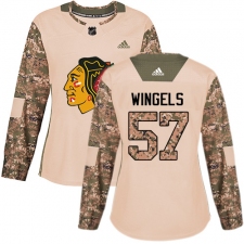 Women's Adidas Chicago Blackhawks #57 Tommy Wingels Authentic Camo Veterans Day Practice NHL Jersey