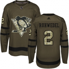 Men's Adidas Pittsburgh Penguins #2 Chad Ruhwedel Authentic Green Salute to Service NHL Jersey
