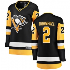 Women's Pittsburgh Penguins #2 Chad Ruhwedel Fanatics Branded Black Home Breakaway NHL Jersey
