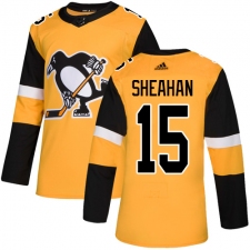 Men's Adidas Pittsburgh Penguins #15 Riley Sheahan Premier Gold Alternate NHL Jersey