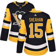Women's Adidas Pittsburgh Penguins #15 Riley Sheahan Authentic Black Home NHL Jersey