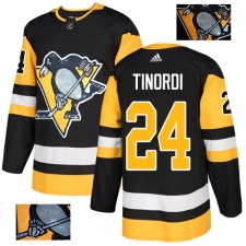 Men's Adidas Pittsburgh Penguins #24 Jarred Tinordi Authentic Black Fashion Gold NHL Jersey