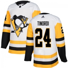 Men's Adidas Pittsburgh Penguins #24 Jarred Tinordi Authentic White Away NHL Jersey
