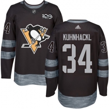 Men's Adidas Pittsburgh Penguins #34 Tom Kuhnhackl Authentic Black 1917-2017 100th Anniversary NHL Jersey