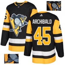 Men's Adidas Pittsburgh Penguins #45 Josh Archibald Authentic Black Fashion Gold NHL Jersey