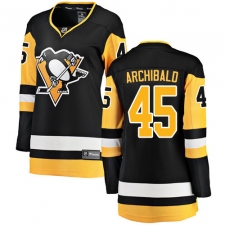 Women's Pittsburgh Penguins #45 Josh Archibald Fanatics Branded Black Home Breakaway NHL Jersey