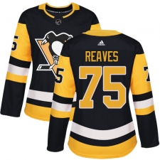 Women's Adidas Pittsburgh Penguins #75 Ryan Reaves Authentic Black Home NHL Jersey