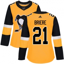 Women's Adidas Pittsburgh Penguins #21 Michel Briere Authentic Gold Alternate NHL Jersey