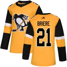 Youth Adidas Pittsburgh Penguins #21 Michel Briere Authentic Gold Alternate NHL Jersey