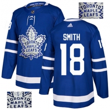 Men's Adidas Toronto Maple Leafs #18 Ben Smith Authentic Royal Blue Fashion Gold NHL Jersey