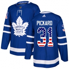 Men's Adidas Toronto Maple Leafs #31 Calvin Pickard Authentic Royal Blue USA Flag Fashion NHL Jersey