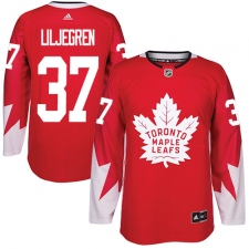 Youth Adidas Toronto Maple Leafs #37 Timothy Liljegren Authentic Red Alternate NHL Jersey