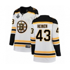 Women's Boston Bruins #43 Danton Heinen Authentic White Away Fanatics Branded Breakaway 2019 Stanley Cup Final Bound Hockey Jersey