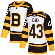 Youth Adidas Boston Bruins #43 Danton Heinen Authentic White 2019 Winter Classic NHL Jersey