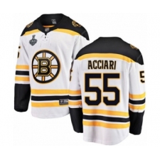 Men's Boston Bruins #55 Noel Acciari Authentic White Away Fanatics Branded Breakaway 2019 Stanley Cup Final Bound Hockey Jersey