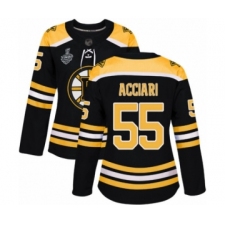 Women's Boston Bruins #55 Noel Acciari Authentic Black Home 2019 Stanley Cup Final Bound Hockey Jersey