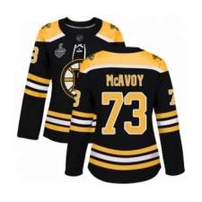 Women's Boston Bruins #73 Charlie McAvoy Authentic Black Home 2019 Stanley Cup Final Bound Hockey Jersey