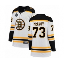 Women's Boston Bruins #73 Charlie McAvoy Authentic White Away Fanatics Branded Breakaway 2019 Stanley Cup Final Bound Hockey Jersey