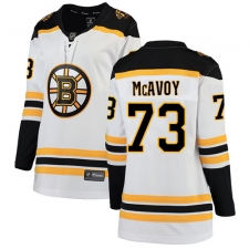 Women's Boston Bruins #73 Charlie McAvoy Authentic White Away Fanatics Branded Breakaway NHL Jersey