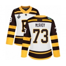 Women's Boston Bruins #73 Charlie McAvoy Authentic White Winter Classic 2019 Stanley Cup Final Bound Hockey Jersey