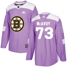 Youth Adidas Boston Bruins #73 Charlie McAvoy Authentic Purple Fights Cancer Practice NHL Jersey