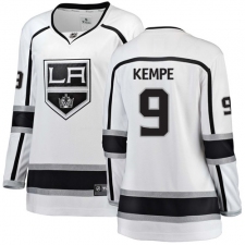 Women's Los Angeles Kings #9 Adrian Kempe Authentic White Away Fanatics Branded Breakaway NHL Jersey