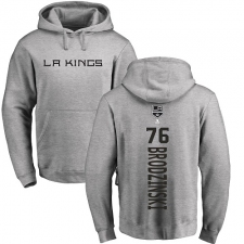 NHL Adidas Los Angeles Kings #76 Jonny Brodzinski Ash Backer Pullover Hoodie
