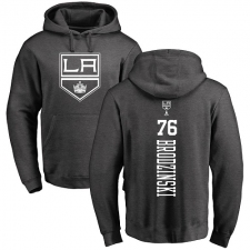 NHL Adidas Los Angeles Kings #76 Jonny Brodzinski Charcoal One Color Backer Pullover Hoodie