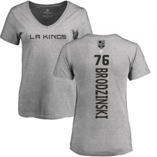 NHL Women's Adidas Los Angeles Kings #76 Jonny Brodzinski Ash Backer T-Shirt