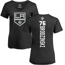 NHL Women's Adidas Los Angeles Kings #76 Jonny Brodzinski Black Backer T-Shirt