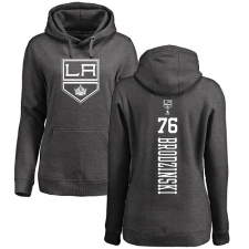 NHL Women's Adidas Los Angeles Kings #76 Jonny Brodzinski Charcoal One Color Backer Pullover Hoodie