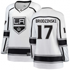 Women's Los Angeles Kings #17 Jonny Brodzinski Authentic White Away Fanatics Branded Breakaway NHL Jersey